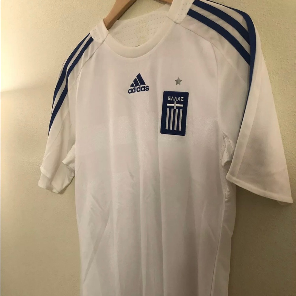 Greece White Adidas Soccer Jersey 08-09 With Star